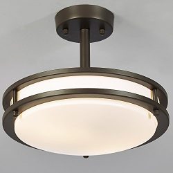 SOTTAE 13W (60W equivalent) 2 Lights Bronze Finish Tempered Acrylic Flush Mount Ceiling Light,Ce ...