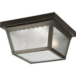 Progress Lighting P5729-20 Metal Ceiling Light with Textured Glass, Antique Bronze