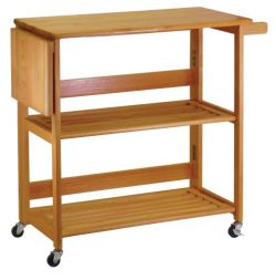 Winsome Wood Foldable Kitchen Cart with Knife Block, Light Oak