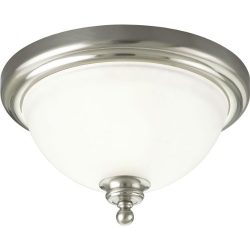 Progress Lighting P3311-09 1-Light Close-To-Ceiling Fixture with White Etched Glass, Brushed Nickel