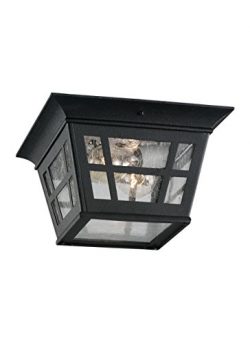 Sea Gull Lighting 78131-12 2-Light Herrington Flush Exterior Close to Ceiling Light, Black