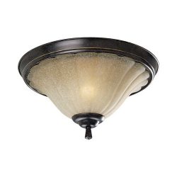 Progress Lighting P3598-84 2-Light Close To Ceiling Fixture with Weathered Sand Glass, Espresso