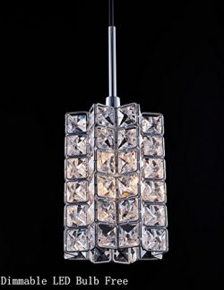 Smart Lighting-Shupregu 1-light pendant lighting, Crystal mini pendant light fixtures,Chrome fin ...