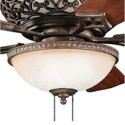 Kichler Lighting 380007TZ Cortez 3LT Ceiling Fan Light Kit, Sunrise Marble Glass and Tannery Bro ...