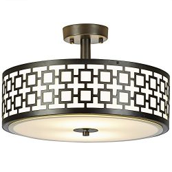 SOTTAE Luxurious 2 Lights Glass Diffuser Black Finish Living Room Bedroom Ceiling Light,Ceiling  ...