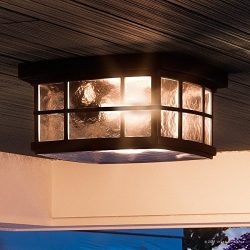 Luxury Craftsman Outdoor Ceiling Light, Small Size: 5.75″H x 12″W, with Tudor Style  ...