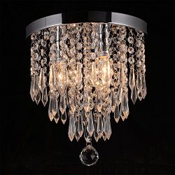 Hile Lighting KU300107 Crystal Chandeliers Flush Mount Ceiling Light Lamp,Diameter 11.0 Inch Hei ...