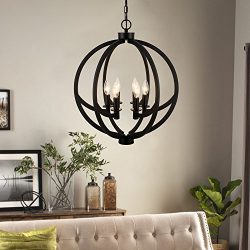 Cerdeco 6-Lights Chandelier Painted Black Modern Pendant Light [UL Listed]