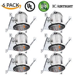 Sunco Lighting 6 Pack 6″ New Construction LED Can Air Tight IC Housing LED Recessed Lighting