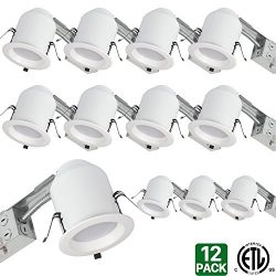 Hykolity 4″ White LED Remodel Recessed Lighting Kits, IC Rated Remodel Housing and Dimmabl ...