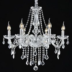 Safstar Clear Crystals Candle Chandelier 6 Ceiling Lights Fixtures for Dining Living Room Bedroo ...