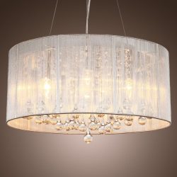 LightInTheBox Modern Silver Crystal Pendant Light in Cylinder Shade, Drum Style Home Ceiling Lig ...