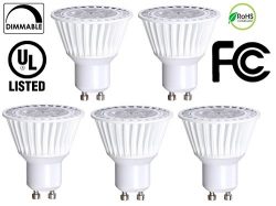 5 Pack Bioluz LED GU10 50W Equivalent (Uses only 6.5 watts) Dimmable 3000K 120v UL Listed