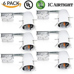 Sunco Lighting 6 Pack of 4″ inch Remodel LED Can Air Tight IC Housing LED Recessed Lightin ...