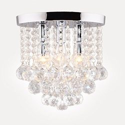 Surpars House Crystal Chandelier,3 Lights,11″ W, 10″ H,Silver