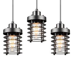 Mulslect Cage Pendant Light Kit Retro Industrial Black Metal Pendant Lighting, Mini Rust Shade C ...