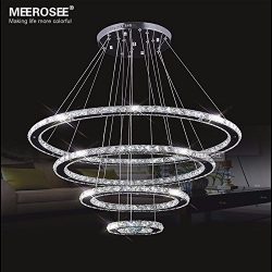 MEEROSEE Crystal Chandeliers Modern LED Ceiling Lights Fixtures Pendant Lighting Dining Room Cha ...