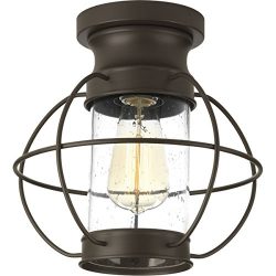 Progress Lighting P550017-020 Haddon One-Light Flush Mount, Antique Bronze