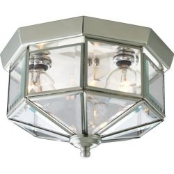 Progress Lighting P5788-09 Octagonal Close-To-Ceiling Fixture with Clear Bound Beveled Glass, Br ...