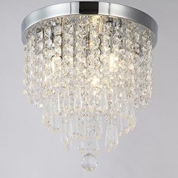 ZEEFO Crystal Chandeliers, Modern Pendant Flush Mount Ceiling Light Fixtures, 3 Lights, H10.2 W9 ...