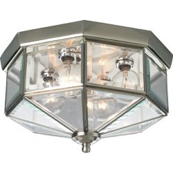 Progress Lighting P5789-09 Octagonal Close-To-Ceiling Fixture with Clear Bound Beveled Glass, Br ...