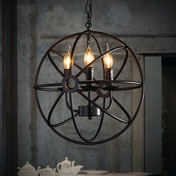 Perfectshow 4-lights Vintage Edison Metal Shade Round Hanging Ceiling Chandelier Retro Iron Rust ...