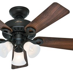 Hunter Fan 44″ New Bronze Finish Ceiling Fan with Walnut/Dark Cherry Blades- 90% Pre-Assem ...