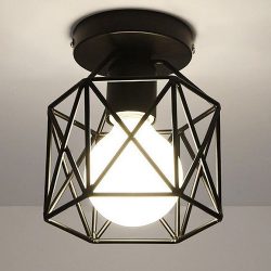 WOERFU Semi-Flush Mount Ceiling Lights Metal Retro Industrial Flush Mount Light Fixture Mini Edi ...