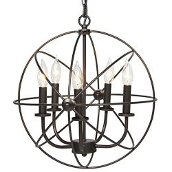 Industrial Vintage Lighting Ceiling Chandelier 5 Lights Metal Hanging Fixture