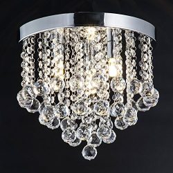 ZEEFO Crystal Chandelier, Modern Chandeliers Crystal Ball Light Fixture, 3 Lights, Flush Mount C ...