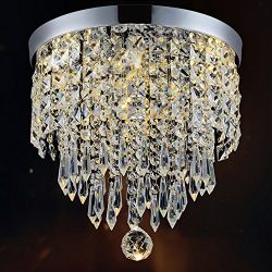 Hile Lighting KU300074 Modern Chandelier Crystal Ball Fixture Pendant Ceiling Lamp H9.84″  ...