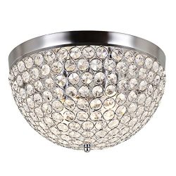 Letsun Ellipse Crystal Ceiling Light Flush Mount Light Fixture Close to Ceiling Light Chandelier ...