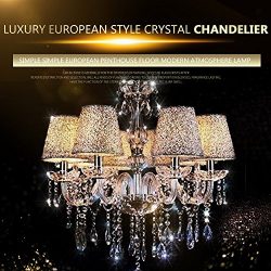 TOPMAX First-rate Crystal Chandelier Lighting With Lampshade E12 6 Lights For Interior Decoration