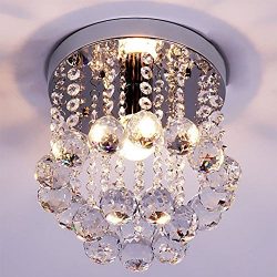 ZEEFO Crystal Chandeliers Light, Mini Style Modern Décor Flush Mount Fixture With Crystal Ceilin ...