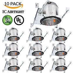 Sunco Lighting 10 Pack 6″ New Construction LED Can Air Tight IC Housing LED Recessed Lighting