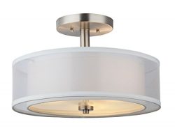 Hardware House LLC 20-7812 # 3-Light Round Semi Flush Light Satin Nickel