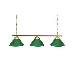 48 3 Lamp Billiard Pool Table Light w/ Plastic Green Shades by Happ