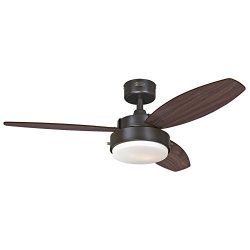 Westinghouse 7201900 Alloy Two-Light 42″ Reversible Three-Blade Indoor Ceiling Fan, Oil Ru ...