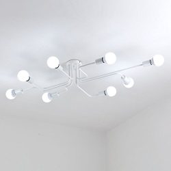 Aero Snail Retro White Creative Metal Flush Mount 8-Light Cafe Bar Ceiling Lamp Chandelier Light ...