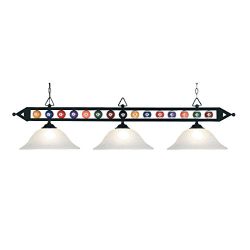 Elk 190-1-Bk-G1 Designer Classics 3-Light Billiard Light, 14-Inch, Matte Black With White Faux A ...