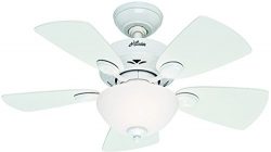 Hunter Fan Company 52089 Watson 34-Inch Snow White Ceiling Fan with Five Snow White/Bleached Oak ...