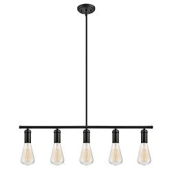 Novogratz Chromeo 5-Light Linear Pendant, Matte Black Finish 65070