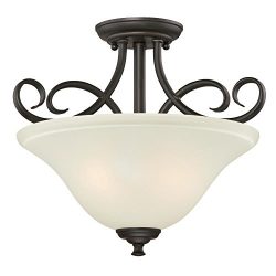 6306500 Dunmore Two-Light Indoor Semi-Flush, Oil Rubbed Bronze Finish with Frosted Glass