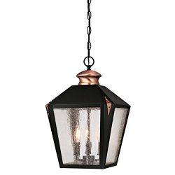 Westinghouse 6339100 Valley Forge Outdoor Pendant, Matte Black Finish with Washed Copper Accents ...