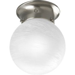 Progress Lighting P3401-09 Ceiling Fixture with White Glass Globe, Brushed Nickel