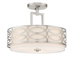 Revel / Kira Home Sienna 15″ 3-Light Semi Flush Mount Ceiling Light + Glass Diffuser, Brus ...