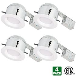 Hykolity 6″ White LED Remodel Recessed Lighting Kits, IC Rated Remodel Housing and Dimmabl ...