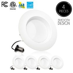 (4 Pack)- 5/6 inch Dimmable LED Downlight, 15W (120W Replacement),EASY INSTALLATION, Retrofit LE ...