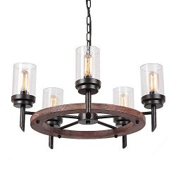 Eumyviv Metal Wood Chandelier Pendent Light Retro Rustic Loft Antique Lamp Edison Vintage Pipe S ...