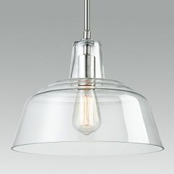 EUL Contemporary Stem Hung Pendant Hanging Light Blown Clear Glass Shade 1-Light Fixture